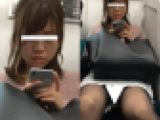 (電車対面）(顔出し)短いタイトスカートから…すらっときれいな黒のパンストあんよを見せつけるOLさんを観察してきました!!