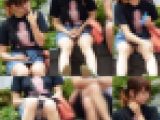 ぴちぴち太ももにクリームを塗りながらパンチラする無防備な姿に釘付け！可愛いお顔もPも２カメでじっくり盗撮?