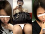 (電車対面）(顔出し)それぞれ違ったタイプの3人のOLさんの…無防備なお姿を超近距離接写で観察してみました!!