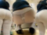 【FullHD】透けないように「一応気を付けた」っぽいブラックＴバックが結果ガン透けする超爆尻
