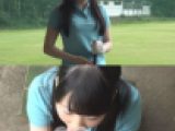 【屋外ゴルフ練習場でフェラ?】【露出フェラ】郊外でGETゴルフ練習かわい娘?可愛い子のこんなとこでフェラ露出♪最後は口まんこザー