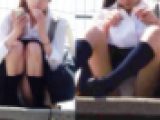 駅のホームでずっとパンチラしている女の子が撮れました
