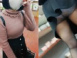パンチラ】美脚なピンクニットちゃんを追跡