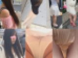 素人パンチラ狩り in お外で撮影会  学園都市で逆さ撮り 女子大生４人