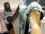 【顔モザイク無】FHD_集団のミニスカJKはエロい！ショッピング中の白Pパンチラを激撮！
