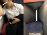 (電車対面）(顔出し)ボックス席…お仕事に疲れてぐったりする○っぱい豊かな…黒パンストあんよをひらくOLおねいさんを観察してみま