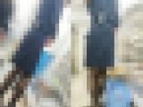 黒パンストの携帯ショップ店員さん