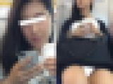 (電車対面）（顔出し）ぷくっとした厚みのあるエッチなくちびるのロングヘア美人OLさん…その悩ましいお姿を観察してみました!!