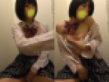 デパートのトイレでこっそりオナニーしちゃうJK60