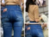 【スキニーデニムエロ尻】スキニーデニムからはみ出る肉尻。ムッチリボテ尻が肉棒を挟み込む【583】