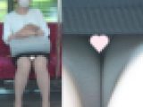 [4K動画][マスク顔出し]お眠り清楚系かわいいOLさん、陽射しのおかげでピンクパ〇ツ拝めました[ドアップあり]電車からの風景～