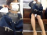 (電車対面）(顔出し)マスクをしても…美人過ぎることが隠し切れないOLさん…パンプスからそそり立つパンストあんよを観察してみまし