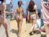 【4Ｋ60P生尻】抱き枕にしたいゼロ距離生尻！！生々しい尻肉がぷるぷる♪ハミ尻素人ビキニギャル2021　その7☆☆☆