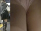 パンチラ盗撮 OLさん ピンクパンツに急接近