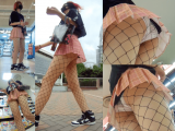 【11分】派手髪ギャルの網タイツ越しパンチュ