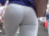 【FHD高画質】グレーレギンス女子大生　鋭角ラインも露わに