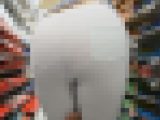 透け透けピタパン美女　ムチムチヒップのパンティラインがまる見え＆お尻触りまくり！！