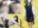 【粘着痴漢】黒髪スレンダーJ〇がはしたなく電車内で潮吹き！連れ込んだトイレで嫌がり大騒ぎするも無理矢理生ハメ＆中出し！