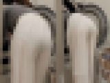 【透け透けワイドパンツ】コインランドリーでパンティー透け