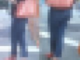 セクシーデニム26＊セクシーな赤いヒールを履いたPライン巨尻お姉さん編