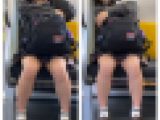 うたた寝するJK風制服美女の対面エロ過ぎるミニスカ生脚443
