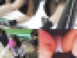 【パンチラ盗撮5人セット】制服JKちゃん自販機しゃがみパンツ＆階段逆さ撮り