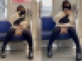 【撮影バレ】電車でニーハイソックス履いたお姉さんの対面パンチラ撮ってたらパンツ見せつけてきた件