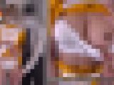 バイト中のa●のキャンペーンガールをセクハラ（2）逆さ撮りパンチラ、コスチューム脱がせてブラジャーから乳首露出