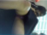 ★JKローアングル＃130  白肌可愛い系JKのシミパンツ