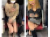 【再販】脚フェチ576 電車内でお姉さんの美脚に粘着！2名のギャル系S級美人お姉さんの真上からのエロ過ぎる生脚美脚