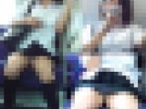 【再販】電車内で制服少女が見せたエロいスケ白Pのご褒美丸見えパンチラ