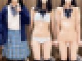 S級ミニマム青チェ身体検査/悪態ながらも天然パイパンまんこお披露目/自分で貧乳オッパイ揉み