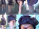 黒髪セーラー服正統派美少女のミニスカの中身（1）上り階段パンチラ逆さ撮り