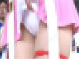 【再販】お尻や、パンツ丸見えのピンクのミニスカコスプレイヤーさんをローアングルから
