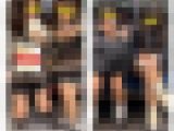 2組の仲良し制服美女のエロ過ぎる対面真上からのミニスカ生脚566