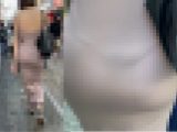 パンティーライン透け透け！薄手のワンピギャル。