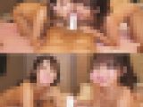 【再販】学校帰り 巨乳の女子大生２人組による贅沢3Pフェラ