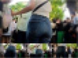 【デカ尻ジーンズ】臀部だけ成長がはやいデカ尻J◯ちゃんのジーンズ着衣尻を粘着撮影。