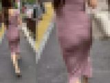 ラベンダーカラーのセクシーニットワンピからお尻ふりふりからのパンティーライン。
