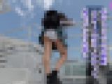 青チェ制服の純白パンチラ〜上り階段でスカートが引っかかってパンツ丸出し