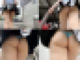 突風でラッキースケベ！超ミニスカ極小ローライズTバックのデカ尻がぶるんぶるんでえちえち過ぎた[A面］