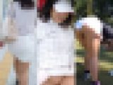 ノーパンミニでムッチリ脚・お尻ゴルフ