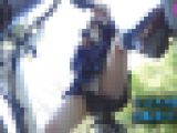 自転車に乗ってるミニスカ制服女子（2）開脚待機、立ち漕ぎパンチラ